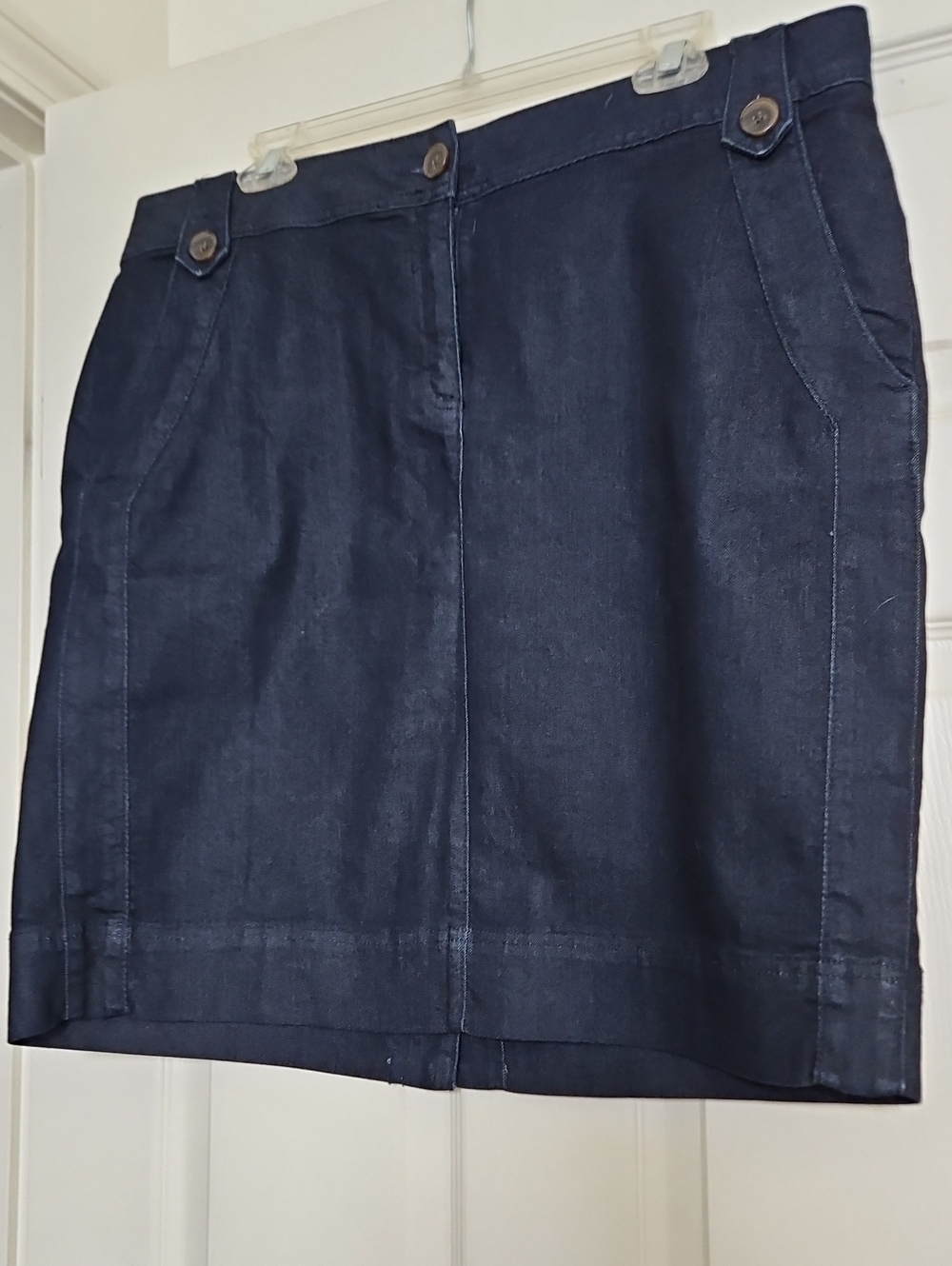 Classic Navy Denim A-Line Skirt